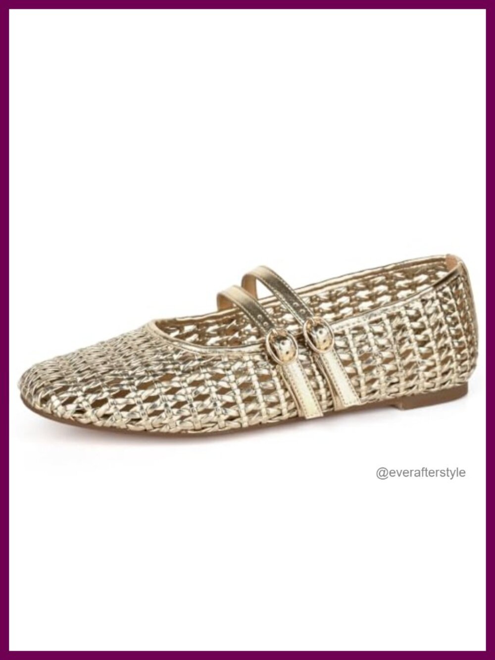 Woven Mary Jane Flats Square Toe Ballet Shoe Buckle Strap